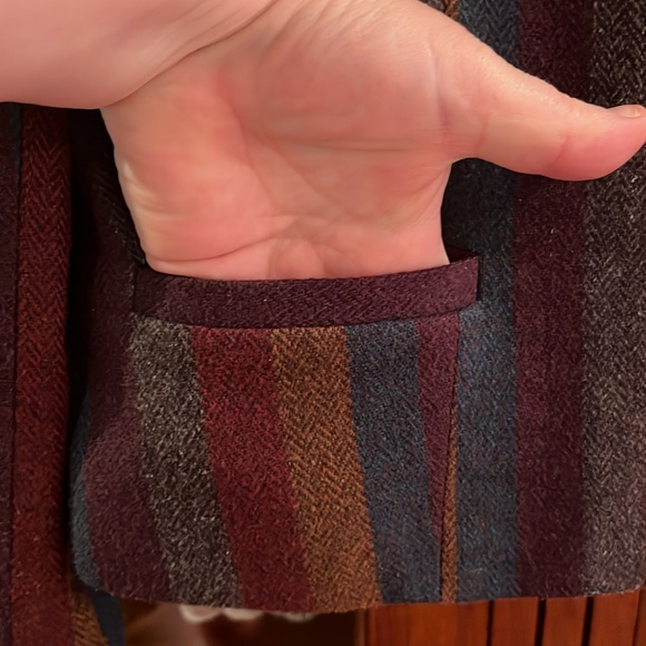 Swingles Vtg 70’s cropped blazer, wool. herringbone striped pattern - Picture 5 of 12